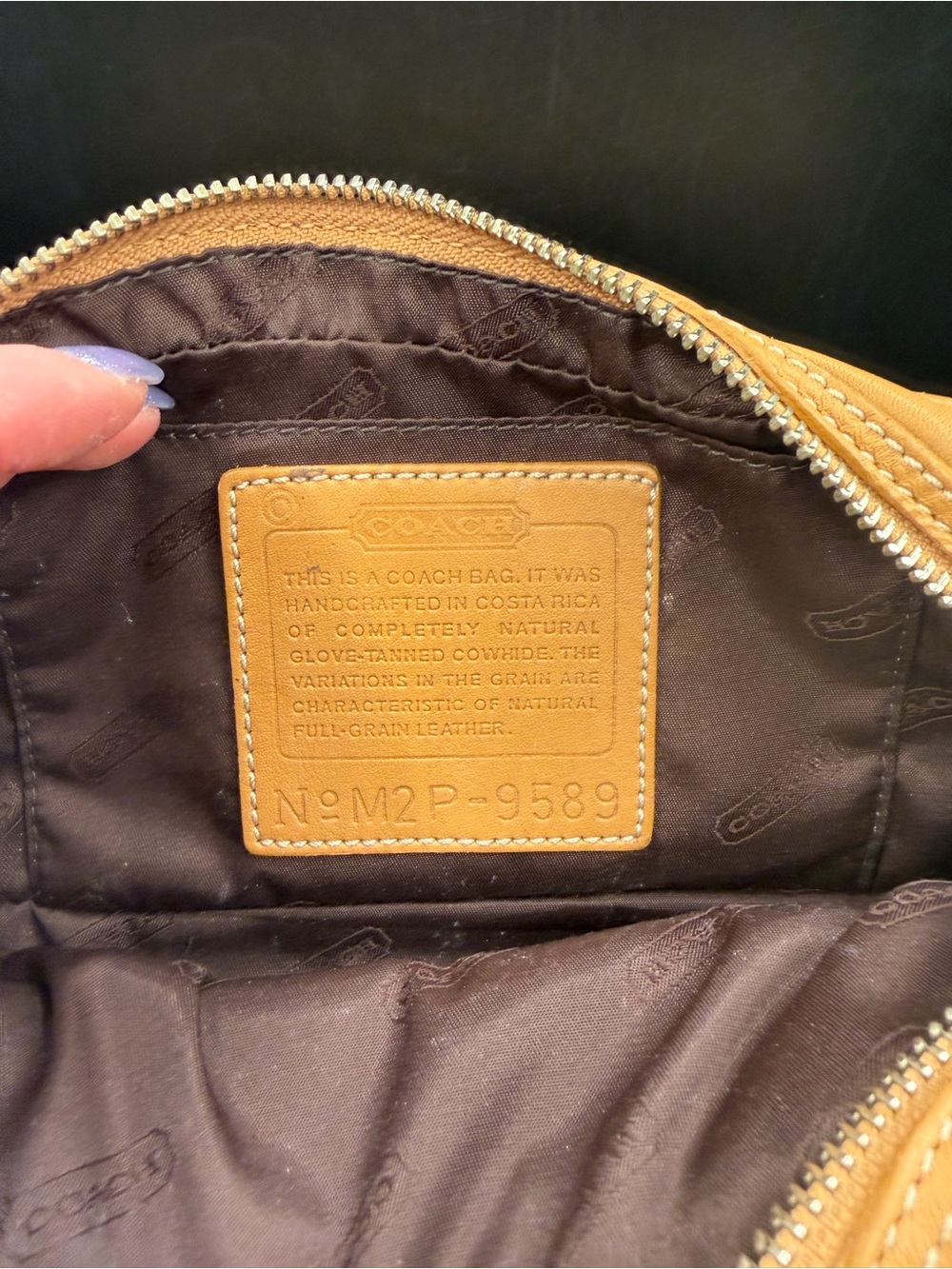Vintage Coach M2P-9589 Tan Glove Tanned Leather Crossbody Shoulder Bag USA Era - Picture 9 of 9
